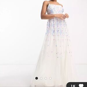 Maya Cami Dress with Spot Embroidery in Ivory from ASOS